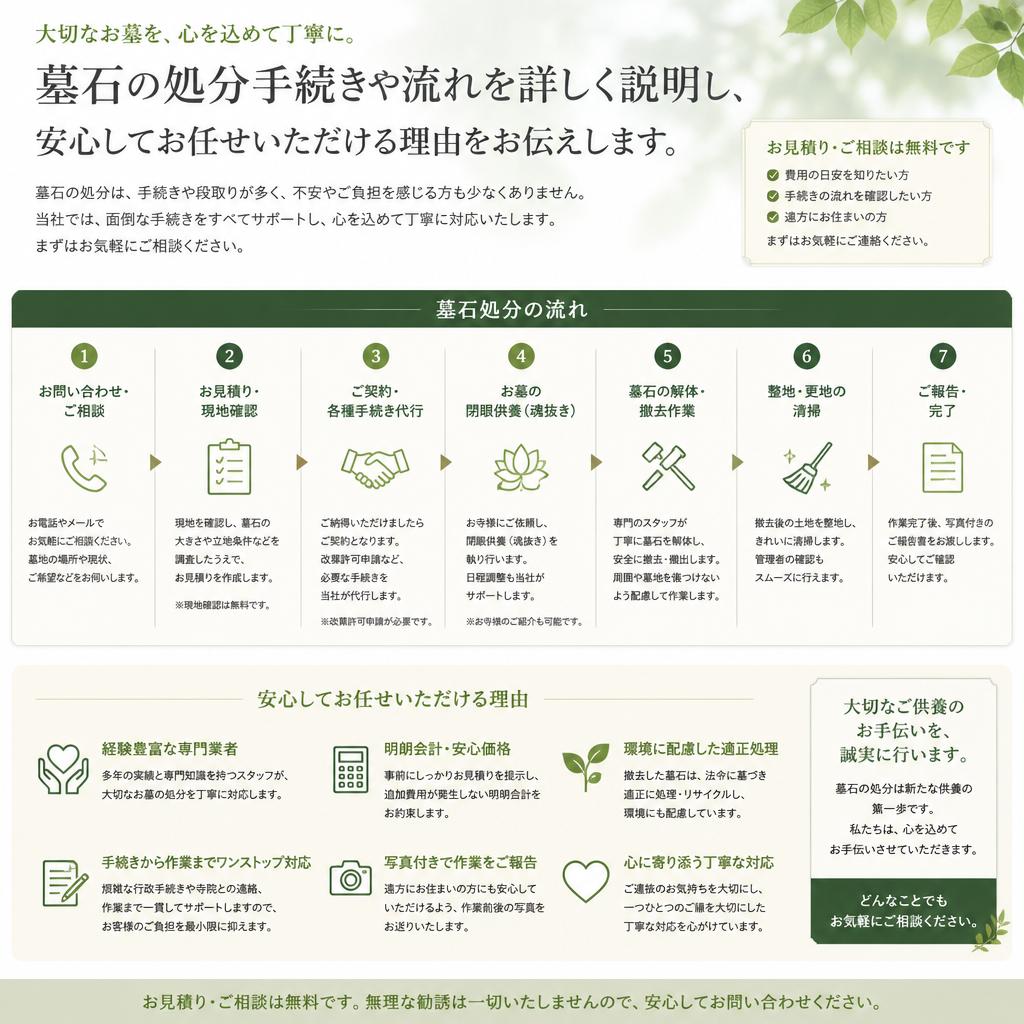 2. 丁寧な墓石処分の流れ