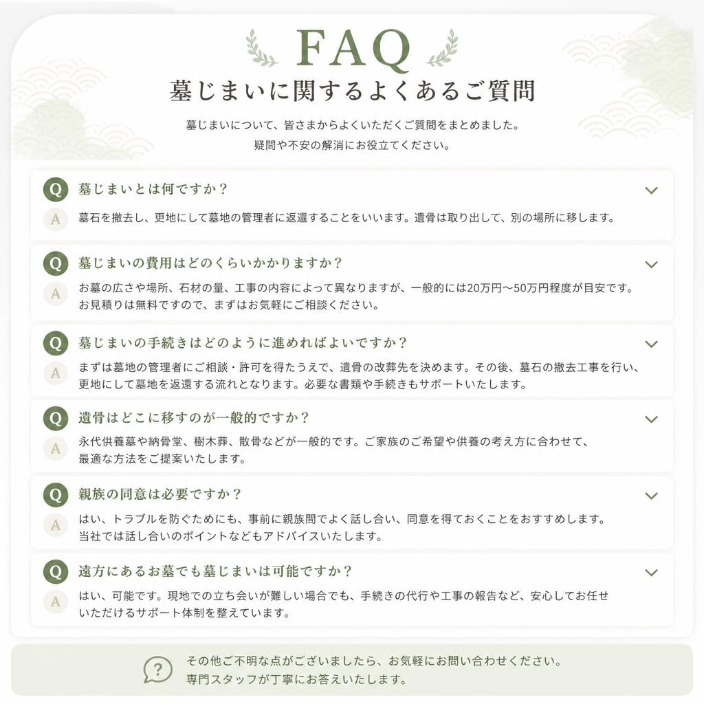 4. 墓じまいに関するよくある質問