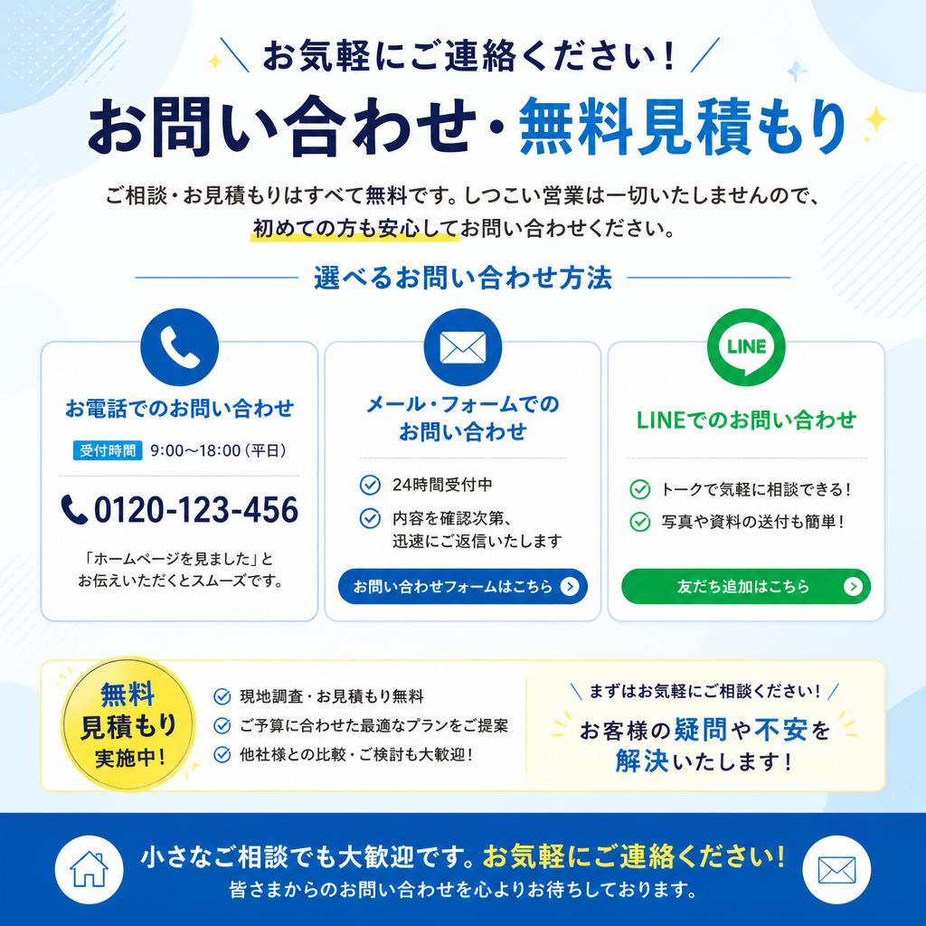 まずはお問い合わせを！