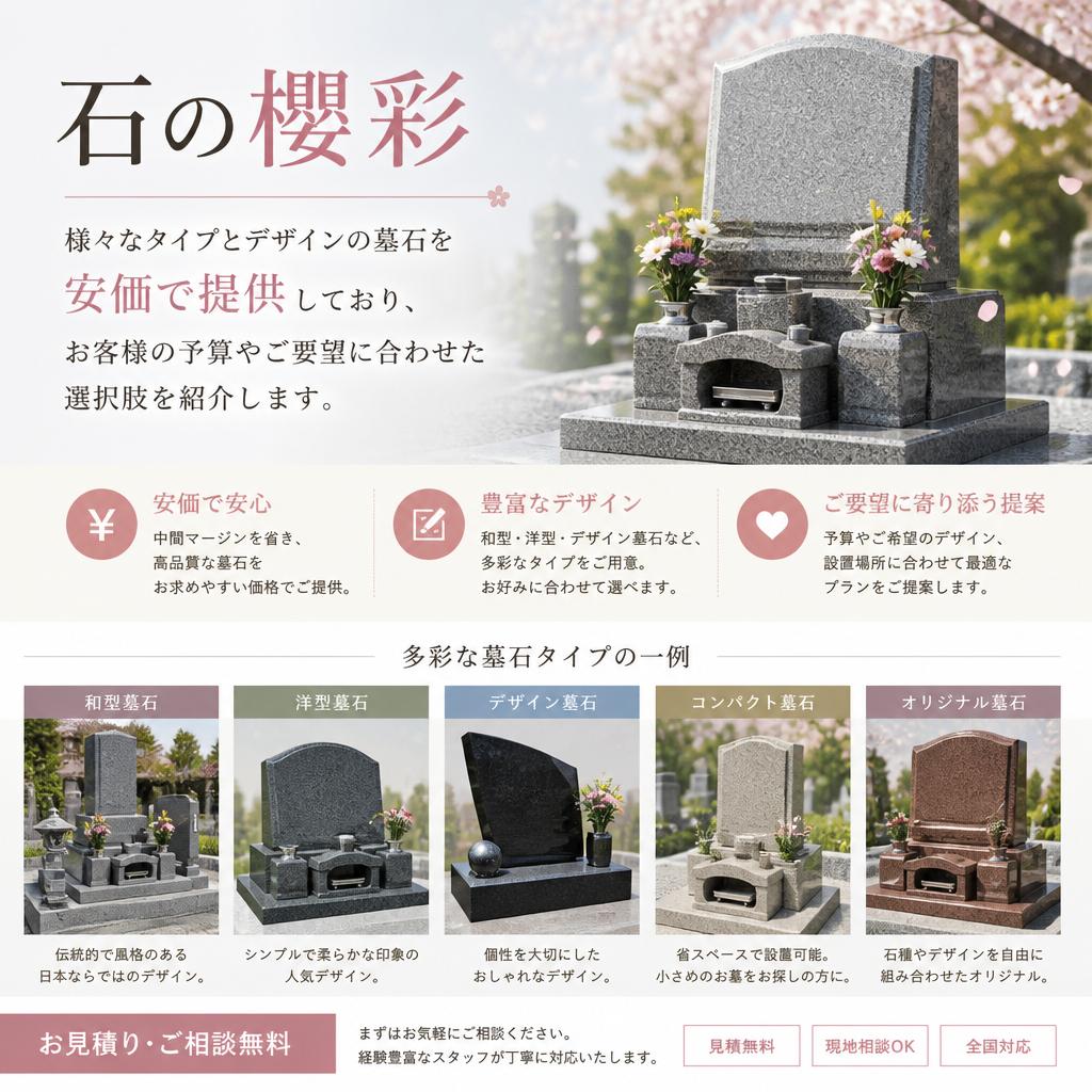 2. 安価で選べる墓石のタイプ
