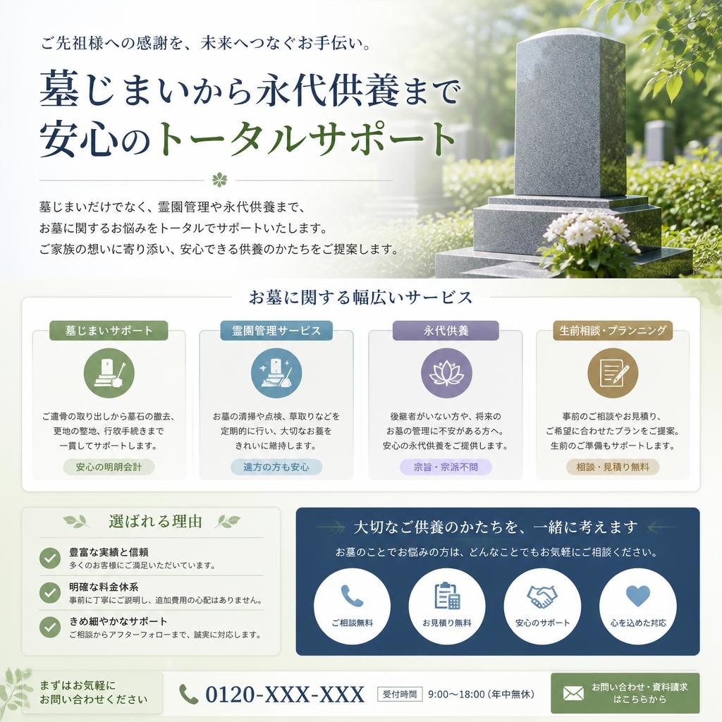 霊園管理や永代供養もお任せ