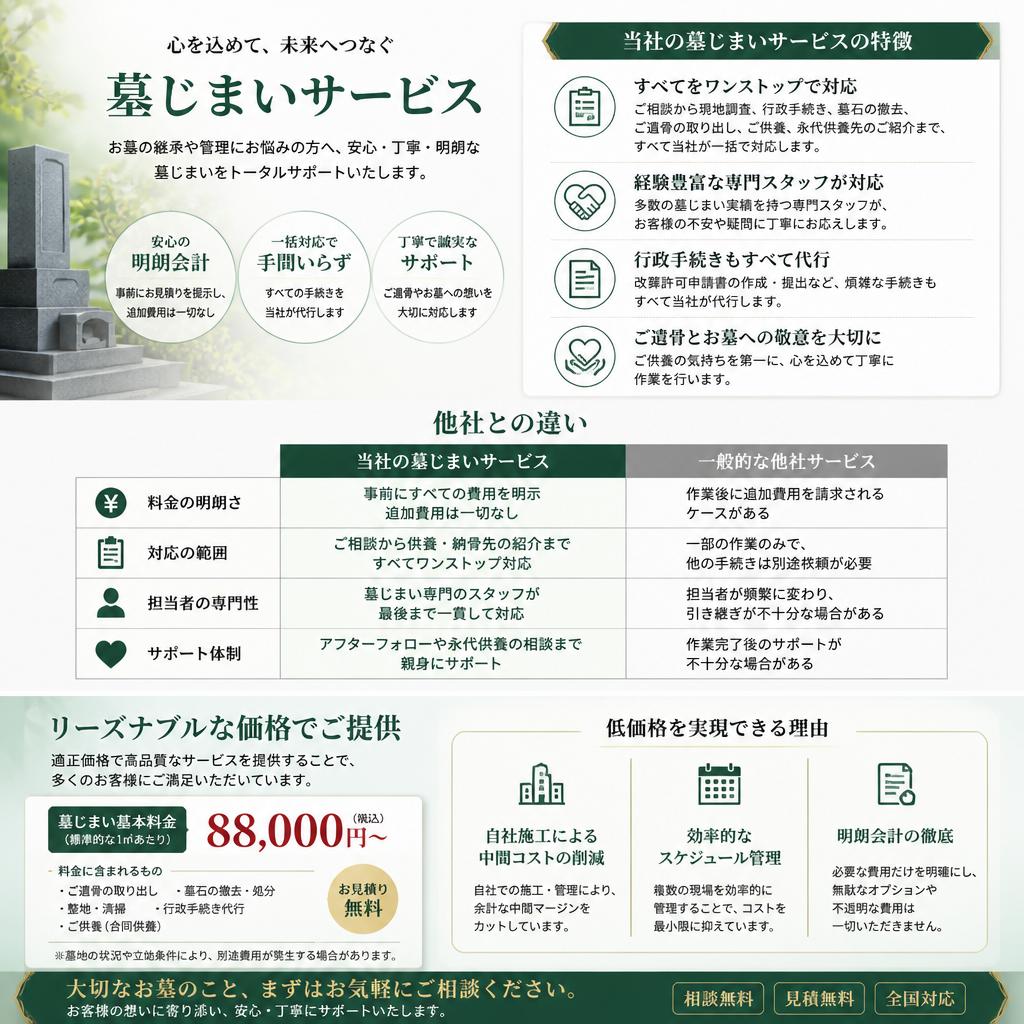 2. 石の櫻彩の墓じまいサービスの特徴