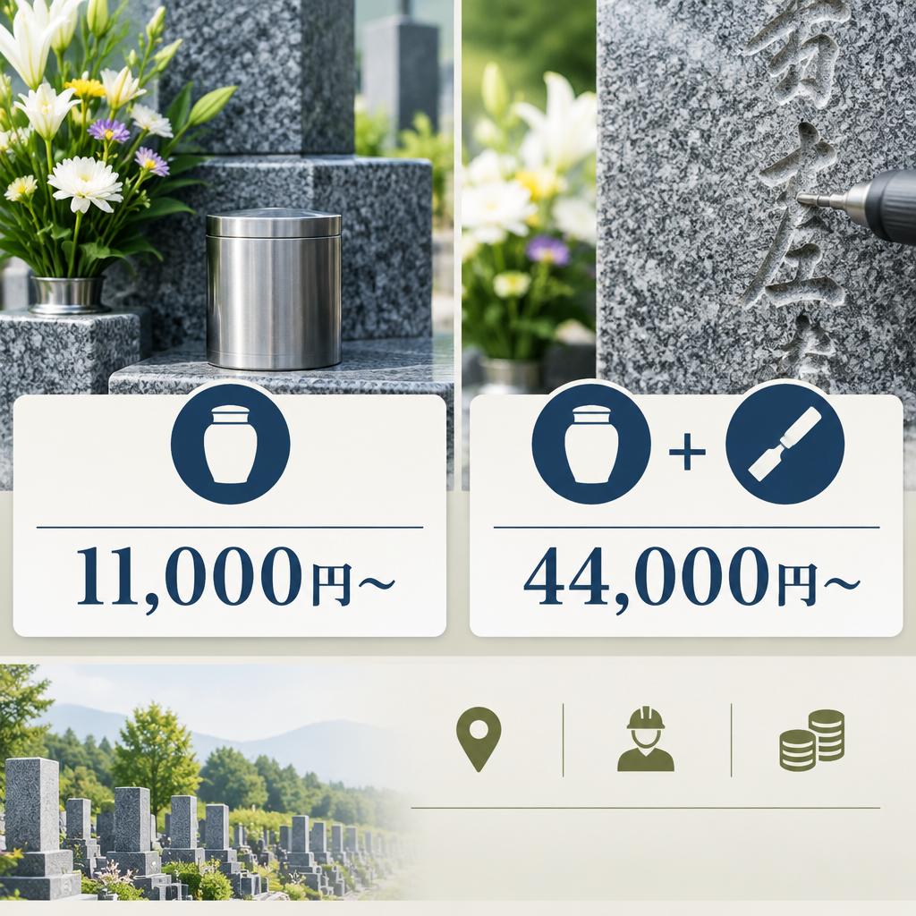 納骨11,000円～、納骨＋追加彫刻44,000円～